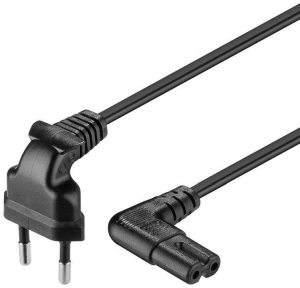 Goobay 97350 Euro connection cord, both ends angled Black Euro male (Type C CEE 7/16) Device socket C7