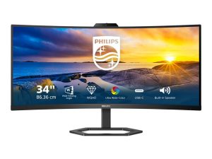 Philips Monitor with Windows Hello Webcam 34E1C5600HE/00 34 " VA 21:9 100 Hz 4 ms 3440 x 1440 pixels 300 cd/m² HDMI ports quantity 1 Black Warranty 36 month(s)