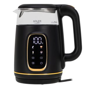 Adler Kettle with LED Display AD 1305 Electric 2200 W 1.7 L Plastic 360° rotational base Black/Gold