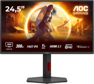 AOC Q25G4SR 24.5 " Fast IPS QHD 16:9 300 Hz 1 ms 2560 x 1440 pixels 400 cd/m² HDMI ports quantity 2 Black