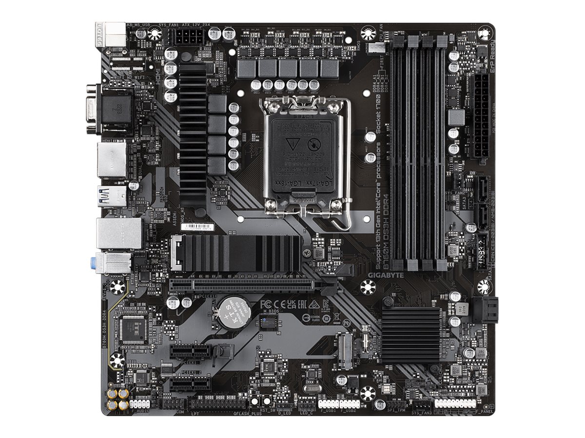 Gigabyte B760M DS3H DDR4 1.0 M/B Processor family Intel Processor socket LGA1700 DDR4 DIMM Memory slots 4 Supported hard disk drive interfaces SATA, M.2 Number of SATA connectors 4 Chipset Intel B760 Express Micro ATX - Image 2