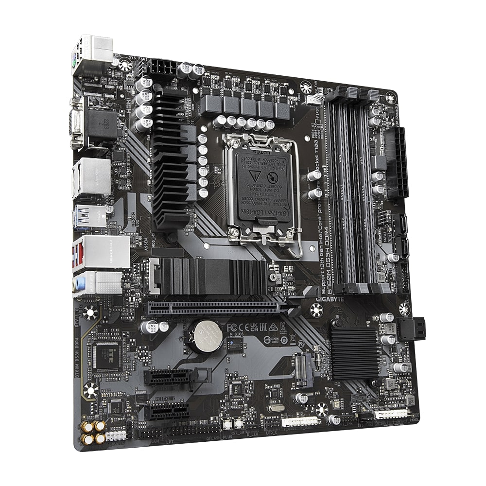 Gigabyte B760M DS3H DDR4 1.0 M/B Processor family Intel Processor socket LGA1700 DDR4 DIMM Memory slots 4 Supported hard disk drive interfaces SATA, M.2 Number of SATA connectors 4 Chipset Intel B760 Express Micro ATX - Image 3