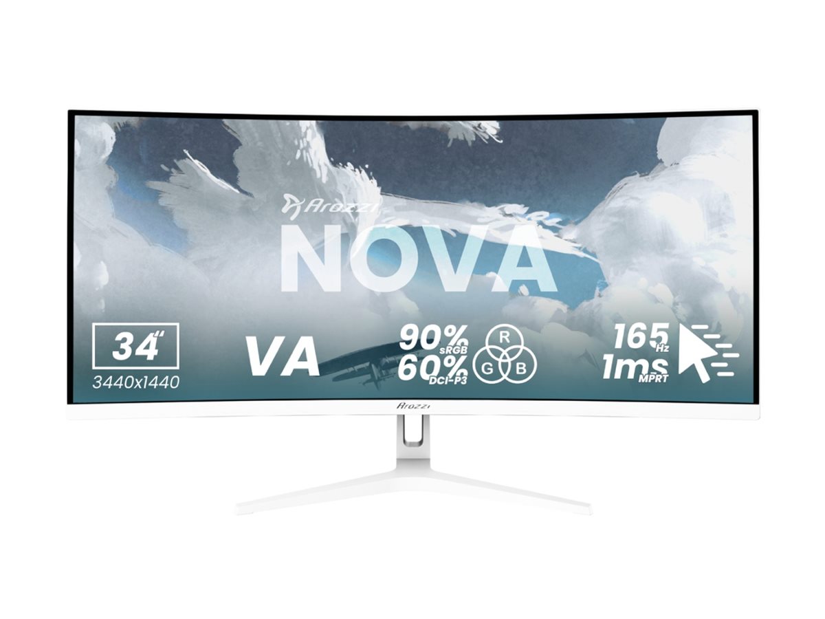 Arozzi Nova 34 " VA QHD 21:9 165 Hz 1 ms 3440 x 1440 pixels 350 cd/m² HDMI ports quantity 2 White - Image 2