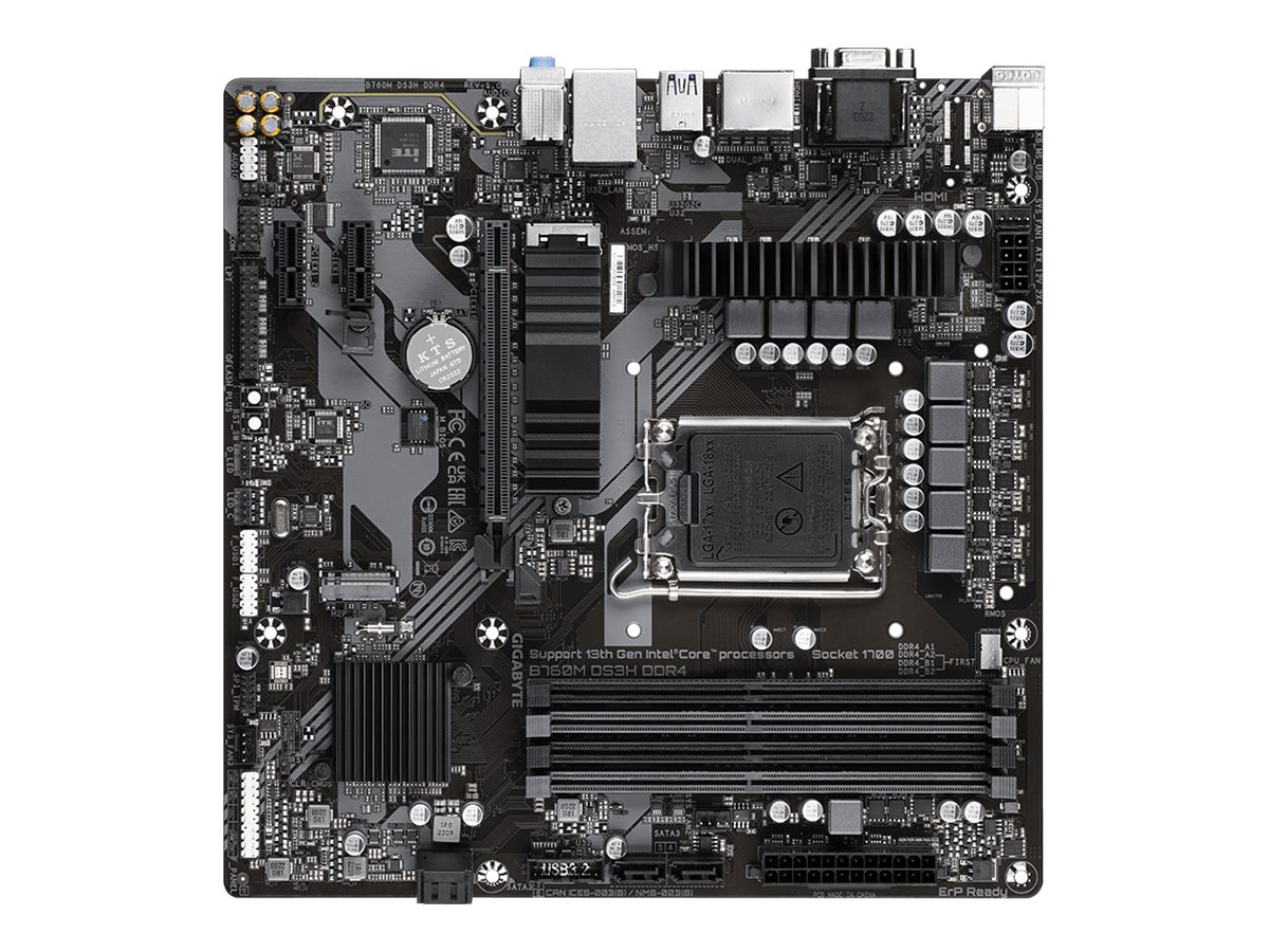 Gigabyte B760M DS3H DDR4 1.0 M/B Processor family Intel Processor socket LGA1700 DDR4 DIMM Memory slots 4 Supported hard disk drive interfaces SATA, M.2 Number of SATA connectors 4 Chipset Intel B760 Express Micro ATX - Image 4