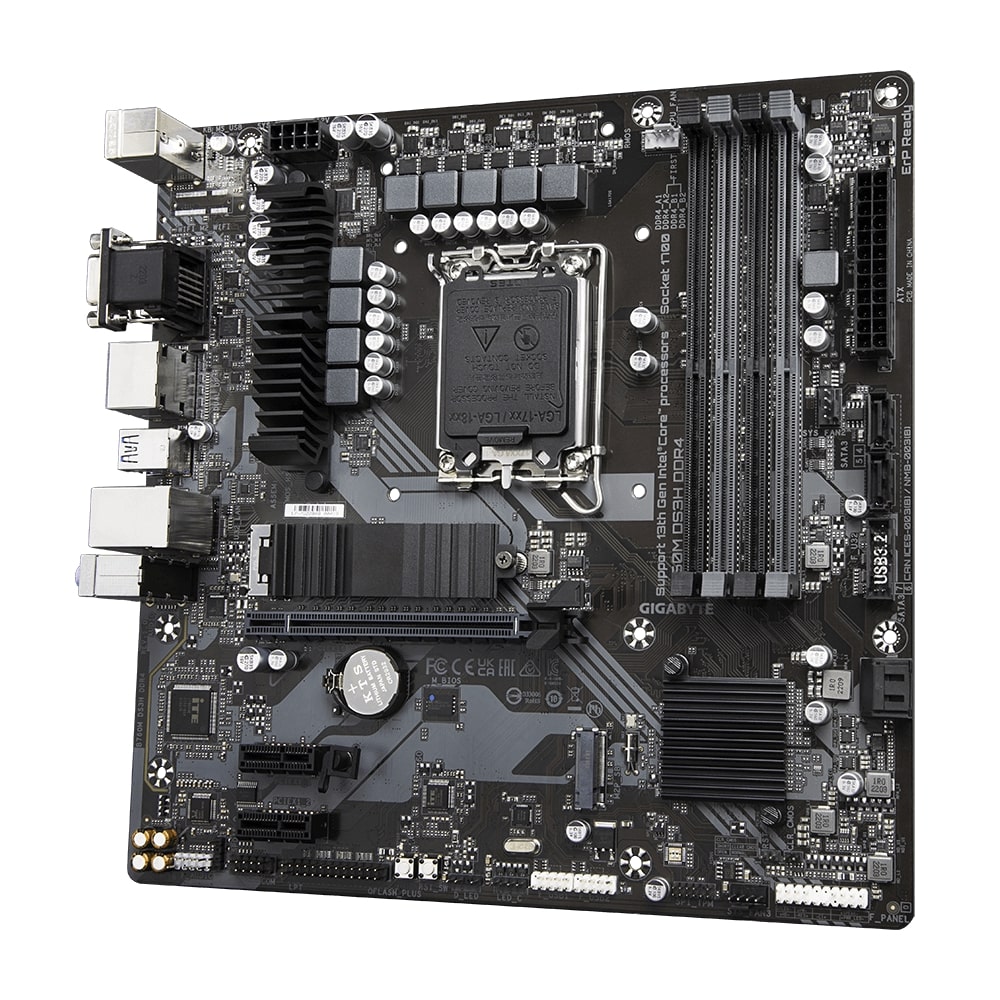 Gigabyte B760M DS3H DDR4 1.0 M/B Processor family Intel Processor socket LGA1700 DDR4 DIMM Memory slots 4 Supported hard disk drive interfaces SATA, M.2 Number of SATA connectors 4 Chipset Intel B760 Express Micro ATX - Image 5