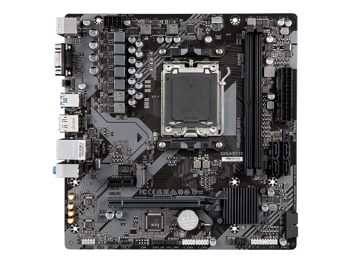 Gigabyte A620M S2H 1.0 M/B Processor family AMD Processor socket AM5 DDR5 DIMM Memory slots 2 Supported hard disk drive interfaces SATA, M.2 Number of SATA connectors 4 Chipset AMD A620 Micro ATX - Pilt 4