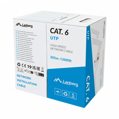 Lanberg Lan Cable Cat.6 UTP 305M Solid CU LSZH Grey CPR+ Fluke Passed Lanberg