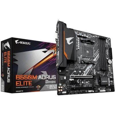 Gigabyte B550M AORUS ELITE 1.0 Processor family AMD Processor socket AM4 DDR4 DIMM Memory slots 4 Number of SATA connectors 4 x SATA 6Gb/s connectors Chipset AMD B Micro ATX