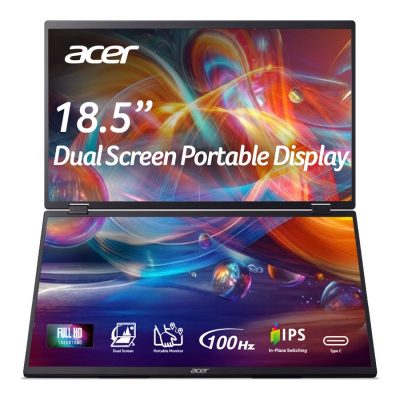 Acer PD19F 47cm 18.5'' FHD Dual Portable IPS 100Hz 16:9 4ms (GTG) 250nits HDMI 2xType-C MM Audio Out EU Black H.cable x1 U.cable Type-C x1 Acer