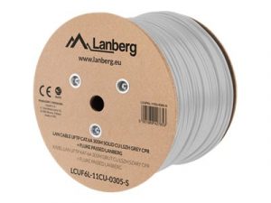 Lanberg LAN Cable CAT.6A UFTP 305M Solid CU LSZH Grey CPR + Fluke Passed LCUF6L-11CU-0305-S