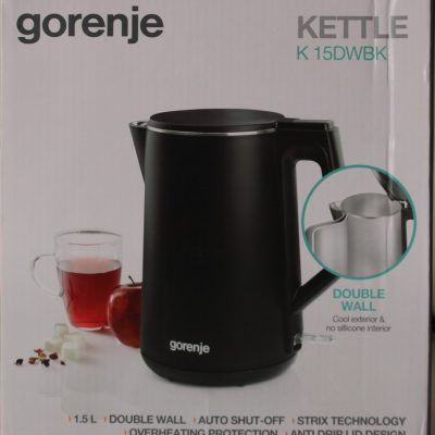 SALE OUT. Gorenje Kettle K15DWBK Electric 2200 W 1.5 L Stainless steel 360° rotational base Black DAMAGED PACKAGING, SCRATCHED