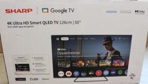 SALE OUT. Sharp 50HP6265E 50" (126cm) QLED 4K Ultra HD Google TV, Dolby Vision, Dolby Atmos, Central Stand Sharp 50HP6265E 50 Smart TV Google TV UHD Black DAMAGED PACKAGING