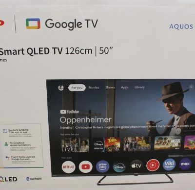 SALE OUT. Sharp 50HP6265E 50" (126cm) QLED 4K Ultra HD Google TV, Dolby Vision, Dolby Atmos, Central Stand Sharp 50HP6265E 50 Smart TV Google TV UHD Black DAMAGED PACKAGING