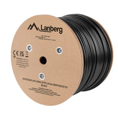 Lanberg Lan Cable Cat.6A SFTP 305M Solid Outdoor CU Black Fluke Passed Lanberg
