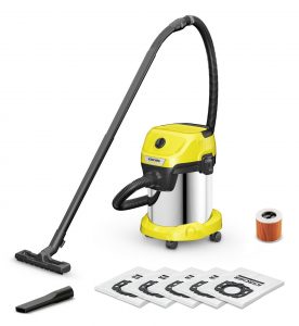 Vacuum Cleaner KARCHER Wet and dry vacuum cleaner WD 3 S V-17/4/20 + 4 FB 1000 Watts Suction power 230W Capacity 17 l Noise 74 dB Yellow Weight 4.8 kg 1.628-152.0