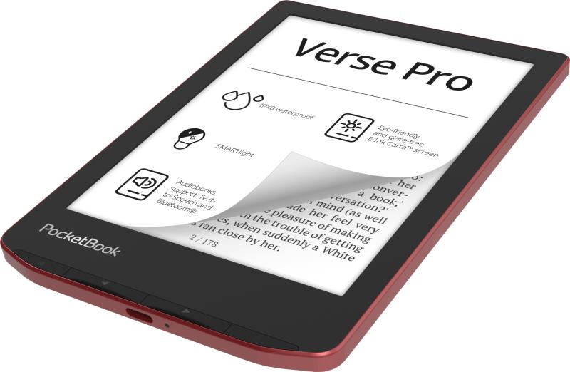 E-Reader POCKETBOOK Verse Pro 6" 1072x1448 1xUSB-C Wireless LAN Bluetooth Red PB634-3-WW