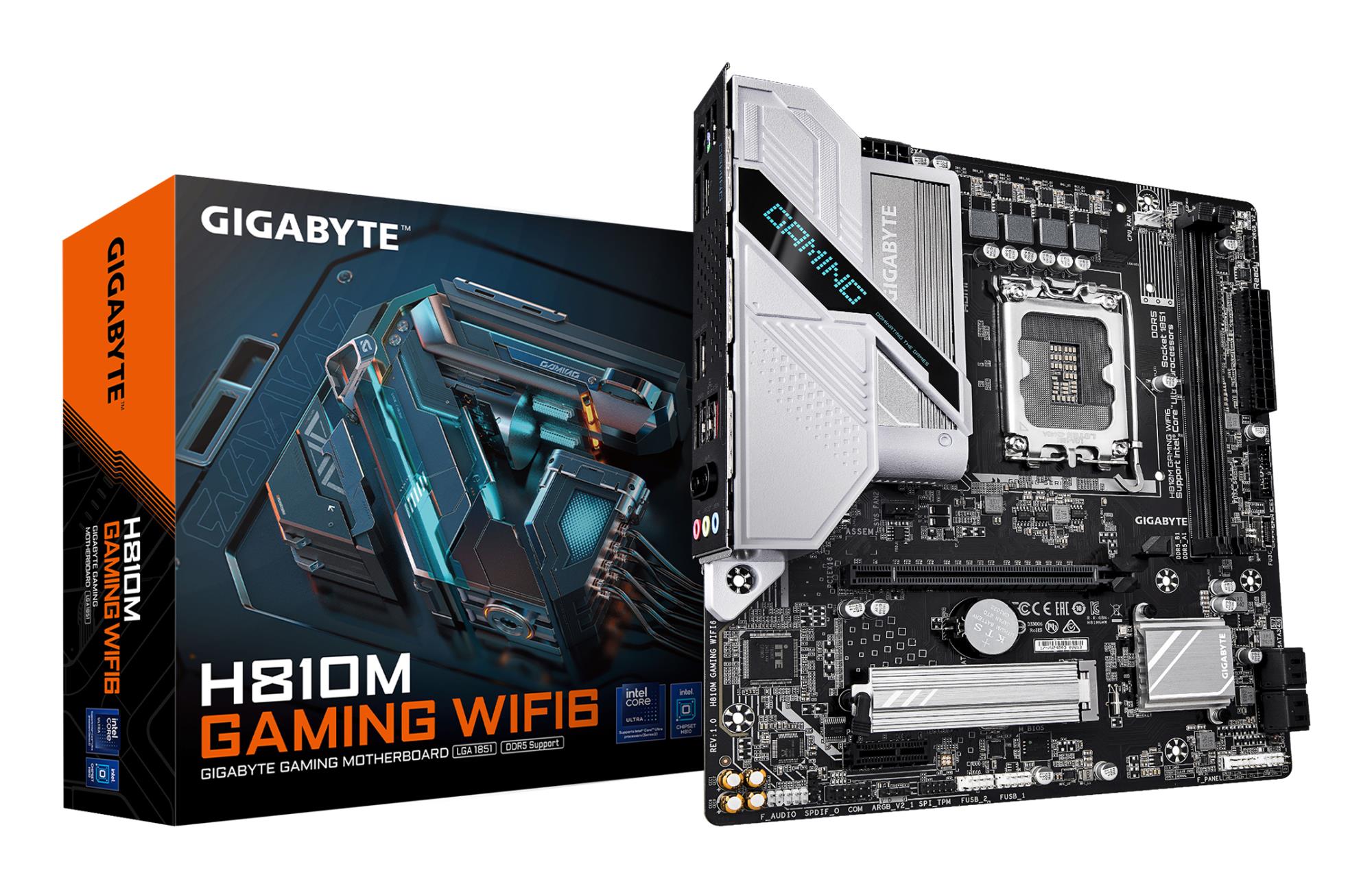 Mainboard GIGABYTE 1xNumber of M.2 (M) slots micro ATX Intel H810 Bluetooth Yes Wi-Fi Yes 2xSlots RAM DDR5-SDRAM LGA 1851 (Socket V1) H810MGAMINGWIFI6