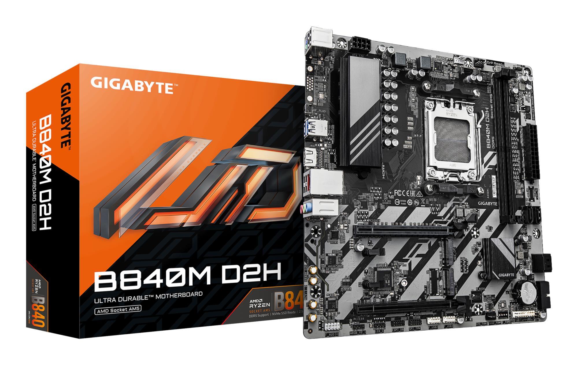 Mainboard GIGABYTE AMD B840 Socket AM5 micro ATX RAM DDR5-SDRAM 2xSlots 2xNumber of M.2 (M) slots B840M D2H (Rev. 1.1) B840MD2H1.1