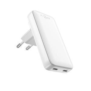 Fixed Slim Traveller 2xUSB-C Travel Charger with world adapters, GaN, 45W White
