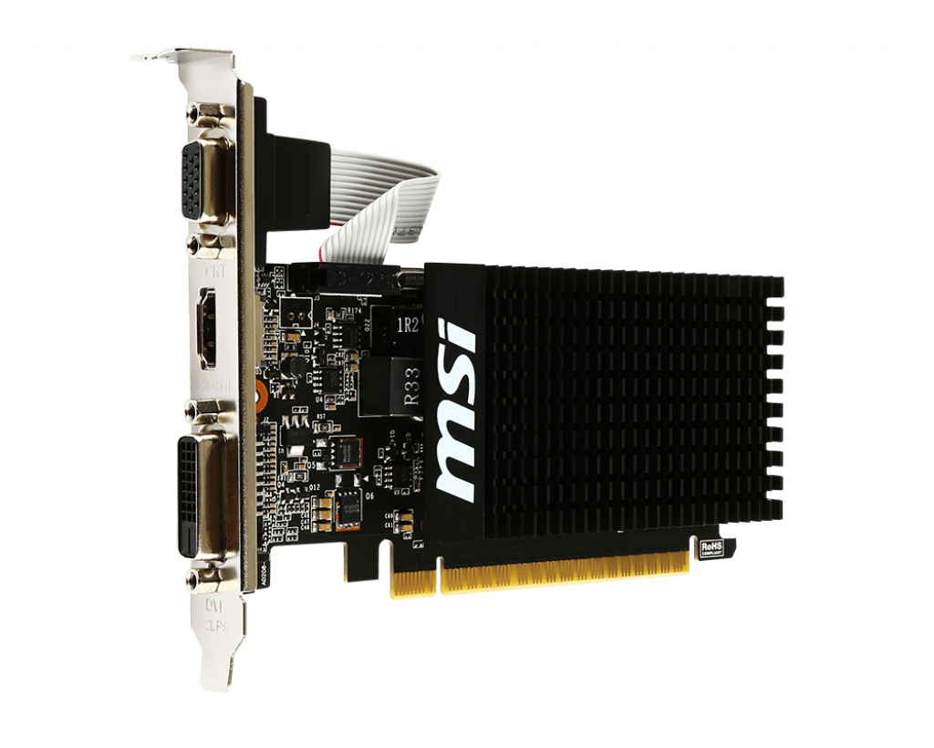 MSI GT 710 2GD3H LP NVIDIA 2 GB GeForce GT 710 DDR3 DVI-D ports quantity 1 HDMI ports quantity 1 PCI Express 2.0 x16 (uses x8) Memory clock speed 1600 MHz Processor frequency 954 MHz VGA (D-Sub) ports quantity 1 - Pilt 3