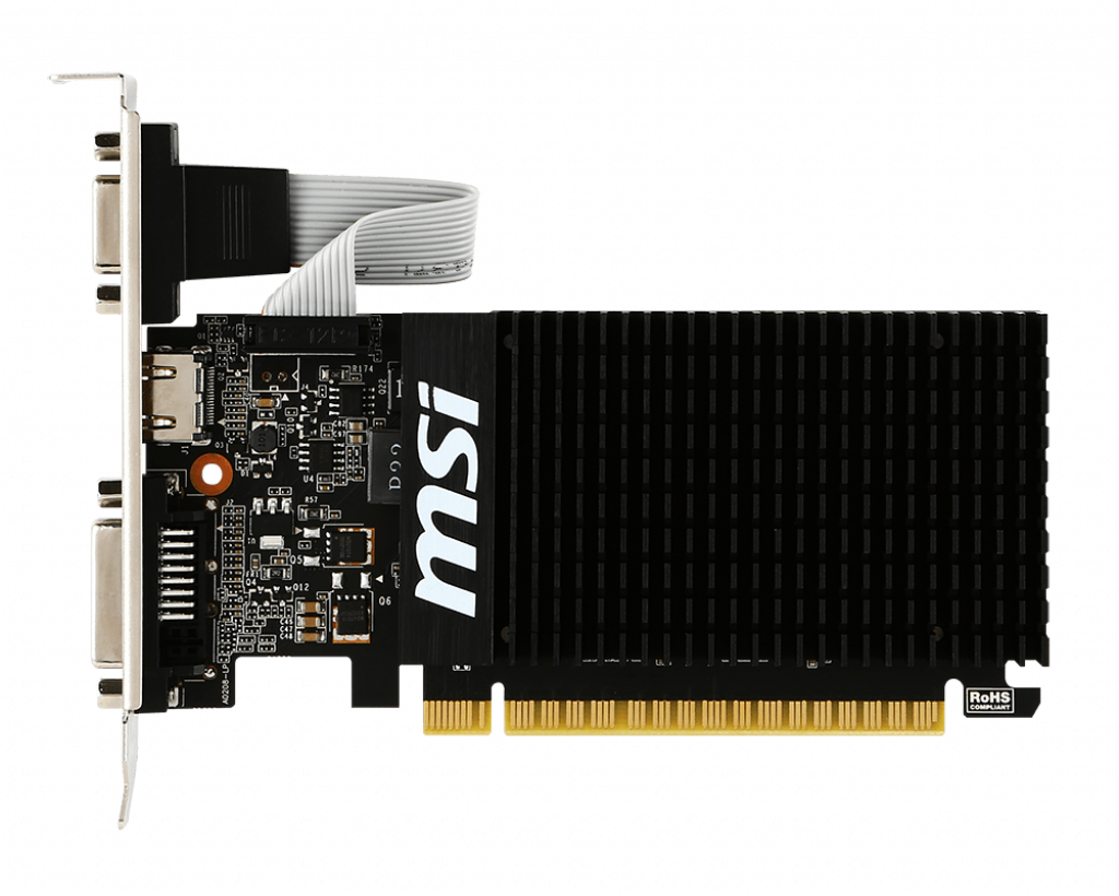MSI GT 710 2GD3H LP NVIDIA 2 GB GeForce GT 710 DDR3 DVI-D ports quantity 1 HDMI ports quantity 1 PCI Express 2.0 x16 (uses x8) Memory clock speed 1600 MHz Processor frequency 954 MHz VGA (D-Sub) ports quantity 1 - Pilt 4