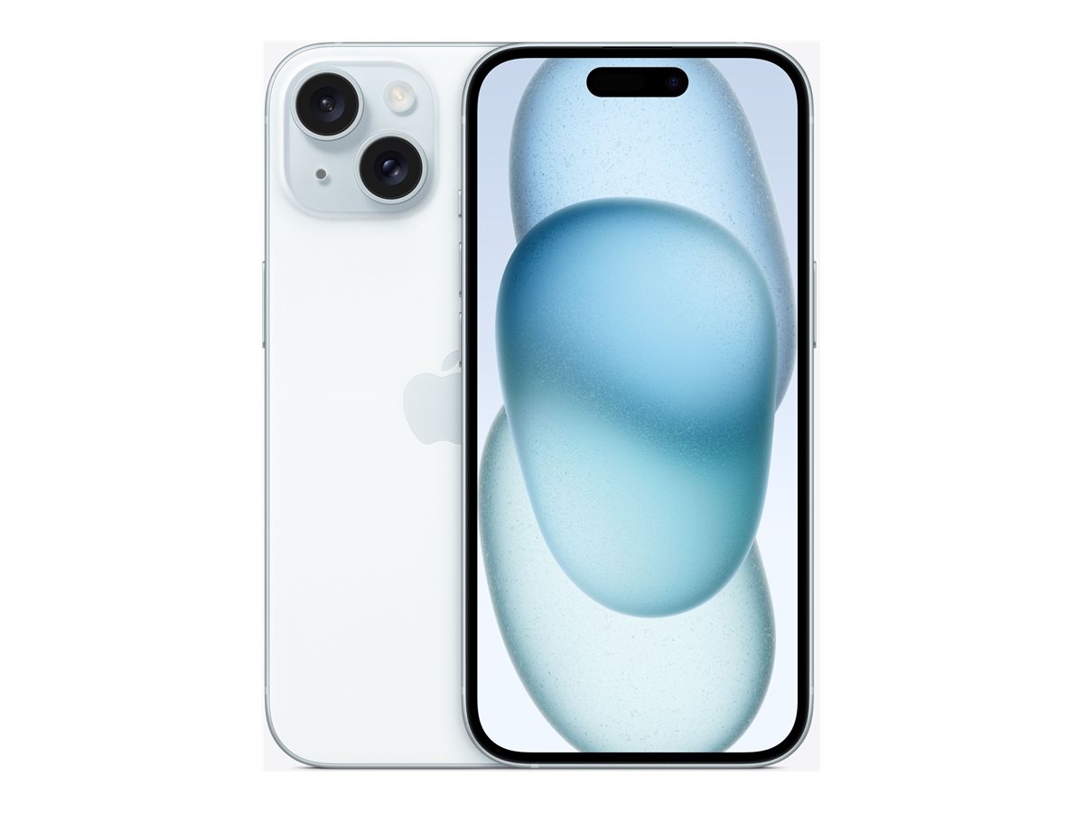 Apple iPhone 15 Blue 6.1 " Super Retina XDR display 2556 x 1179 pixels A16 Bionic Internal RAM 6 GB 128 GB Dual SIM 4G Main camera resolution 48+12 MP Secondary camera resolution 12 MP iOS 17
