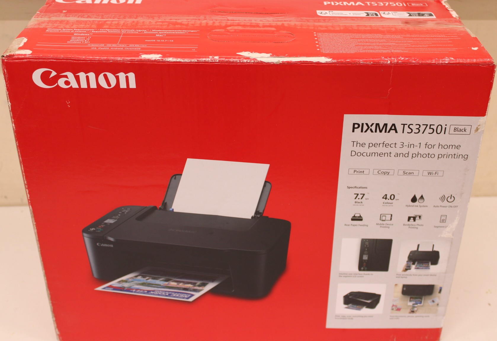 SALE OUT. Canon PIXMA TS3750I Inkjet Colour Multicunction Printer A4 Wi-Fi Black UNPACKED, SCRATCHED — изображение 4