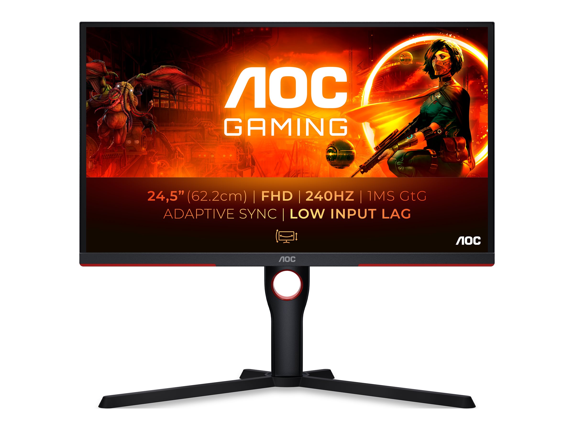 AOC Monitor 25G3ZM/BK 24.5 " VA FHD 16:9 240 Hz 1 ms 1920 x 1080 300 cd/m² HDMI ports quantity 2 Black/Red Warranty 36 month(s) - Image 2