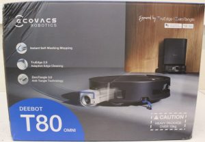 SALE OUT. Ecovacs DEEBOT T80 OMNI Vacuum cleaner, Robot, Wet&Dry, 18000Pa, TruEdge 2.0, ZeroTangle 3.0, Carpet Care, Black + Auto-empty stat Ecovacs Robotic Vacuum Cleaner DEEBOT T80 OMNI Wet&Dry Li-ion 6400 mAh Dust capacity 0.22 L 18000 Pa Black DAMAGED PACKAGING 23 month(s)