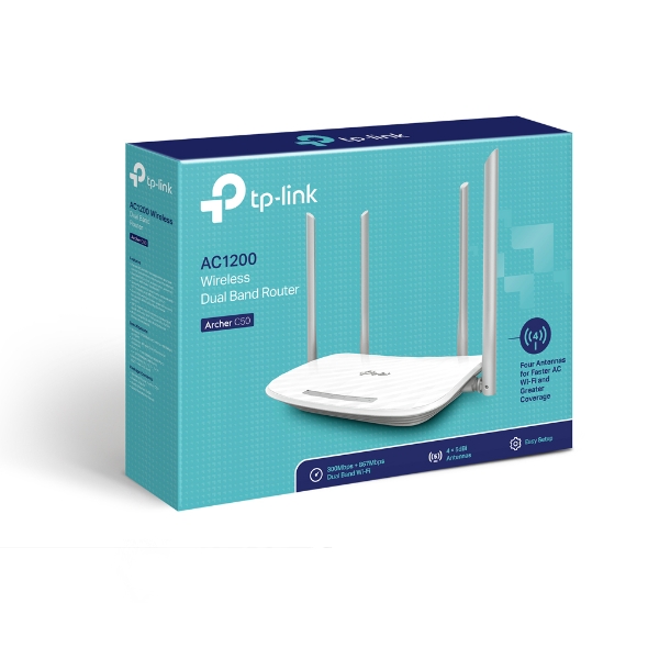 TP-LINK Router Archer C50 802.11ac 300+867 Mbit/s 10/100 Mbit/s Ethernet LAN (RJ-45) ports 4 Mesh Support No MU-MiMO No No mobile broadband Antenna type 2xExternal - Image 2