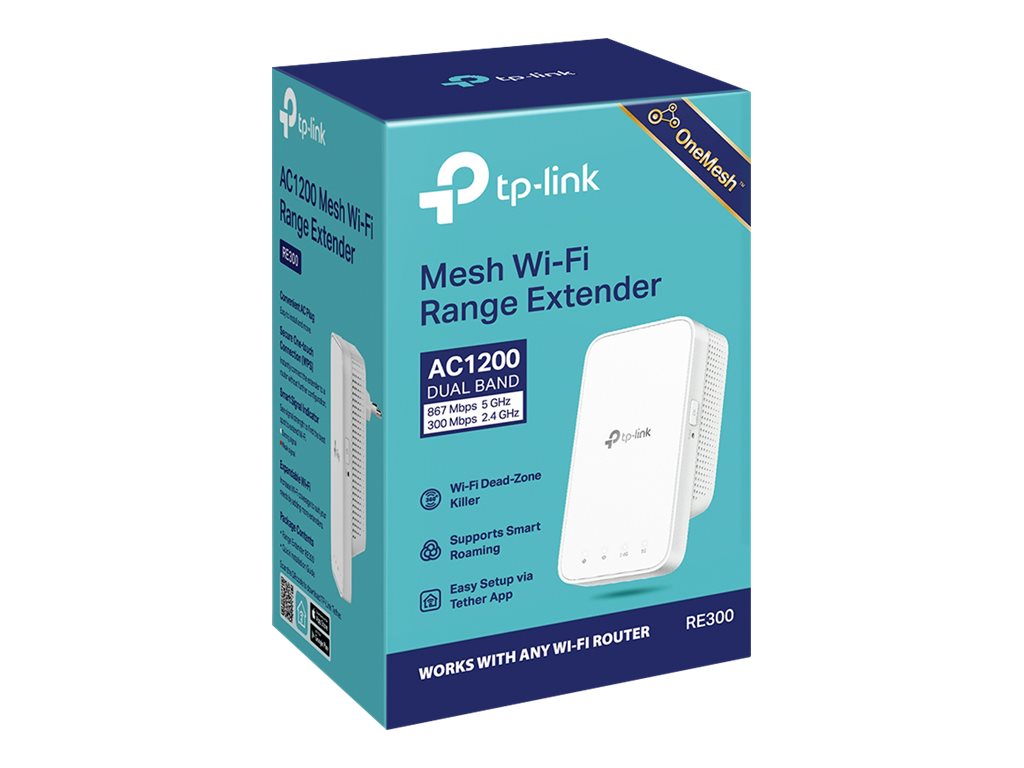 TP-LINK Mesh Extender RE300 802.11ac 2.4GHz/5GHz 300+867 Mbit/s Ethernet LAN (RJ-45) ports No MU-MiMO No no PoE Antenna type 2xInternal - Image 6