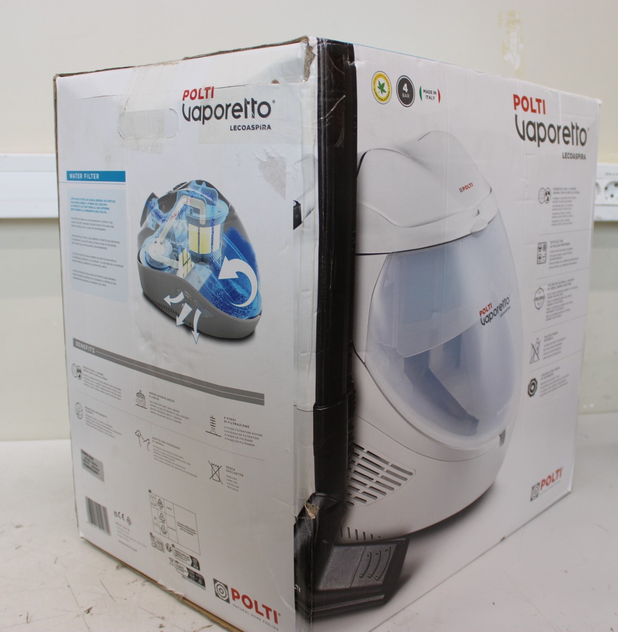 SALE OUT. Polti Steam-Vacuum cleaner Vaporetto Lecoaspira FAV30 Power 1350 W Steam pressure 4 bar Water tank capacity 1.1 L White DAMAGFED PACKAGING,UNPACKED - Image 2