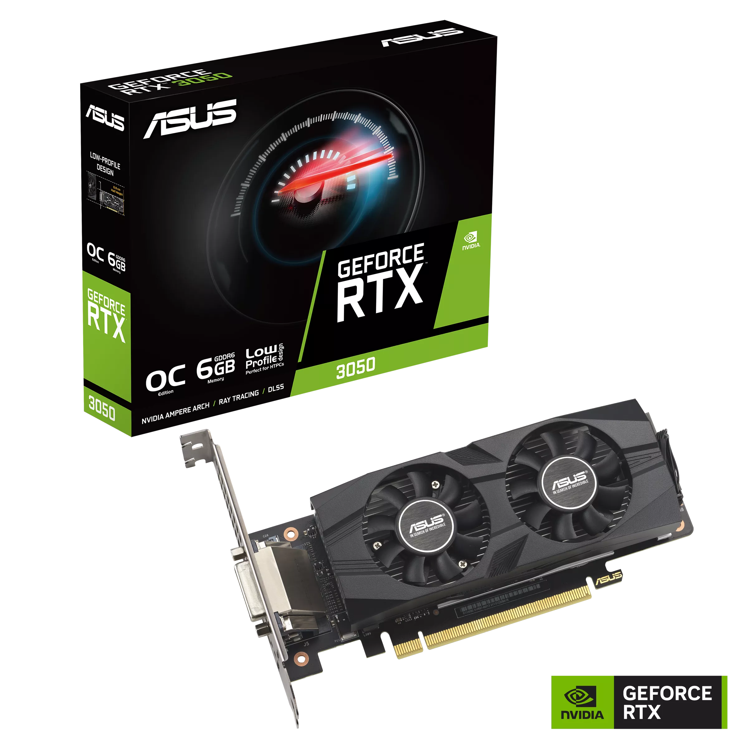Asus GeForce RTX 3050 LP BRK OC Edition 6GB GDDR6 NVIDIA 6 GB GeForce RTX 3050 GDDR6 DVI-D ports quantity 1 HDMI ports quantity 1 PCI Express 4.0 - Pilt 6