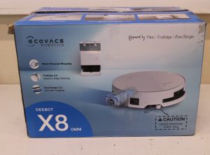 SALE OUT. Ecovacs DEEBOT X8 OMNI Vacuum cleaner, Robot, Wet&Dry, 18000Pa, TruEdge 2.0, AIVI 3D 3.0, YIKO-GPT, White+Auto-empty station Ecovacs Robotic Vacuum Cleaner DEEBOT X8 OMNI Wet&Dry Lithium-Ion 5200 mAh Dust capacity 0.22 L 17000 Pa White DAMAGED PACKAGING, USED, DIRTY, SCRATCHES