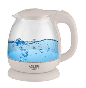Adler Kettle AD 1283C Electric 900 W 1 L Glass 360° rotational base Cream